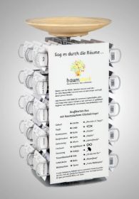Baumstark Display für Theke Sag es durch die Bäume (VE-80) mit Holzschale + Must